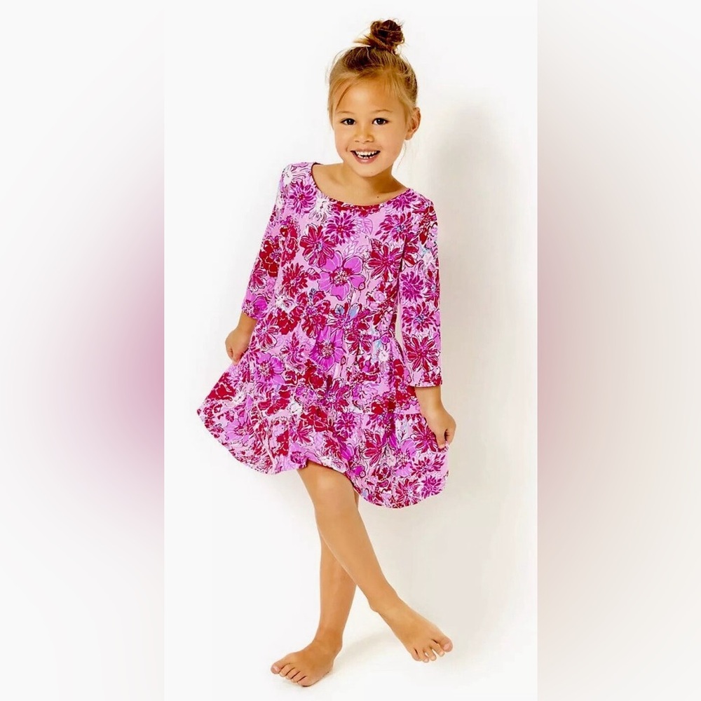 Lilly Pulitzer Mini Geanna Dress Lilac Thistle Wild Flowers Floral Pink Size 4-5